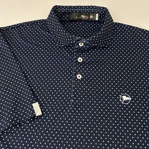 RLX Ralph Lauren Men's L Golf Polo Shirt Navy Blue Polka Dot‎ Performance Logo
